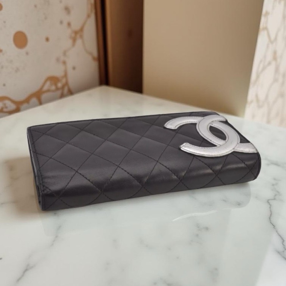 Authentic CHANEL Calf Skin Cambon Line CC Logo Long Wallet - Picture 5 of 16
